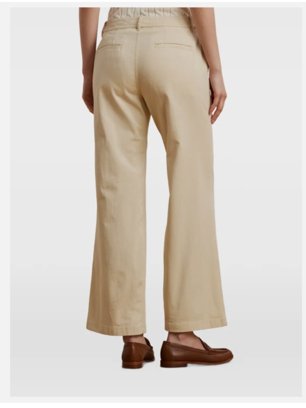 Lauren Ralph Lauren Beige Wide Leg Twill Cotton Chino Trousers Pants New 12 - Picture 3 of 8